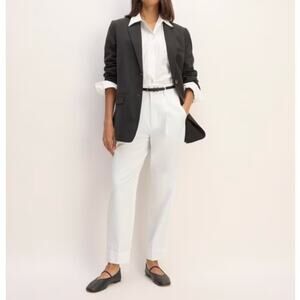 EVERLANE The Draper Tapered Pant in Buttersmooth White Sz 8 NWT $108 {J25}
